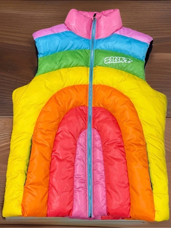 Salem7 Jackets & Blazers - SOLD  SALEM7 Rainbow Puffer Vest Women's Multicolor Mid-Length Zip Sleeveless